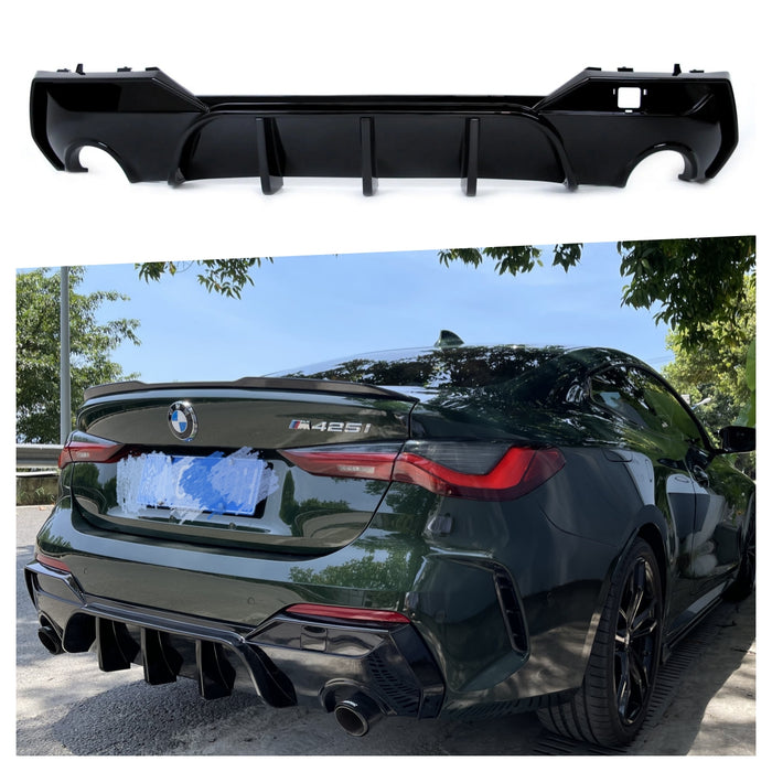 ABS Gloss Black Rear Diffuser For BMW 4 Series【G22/G23 420 425 428】2020+ 【TWIN ROUND TIPS】