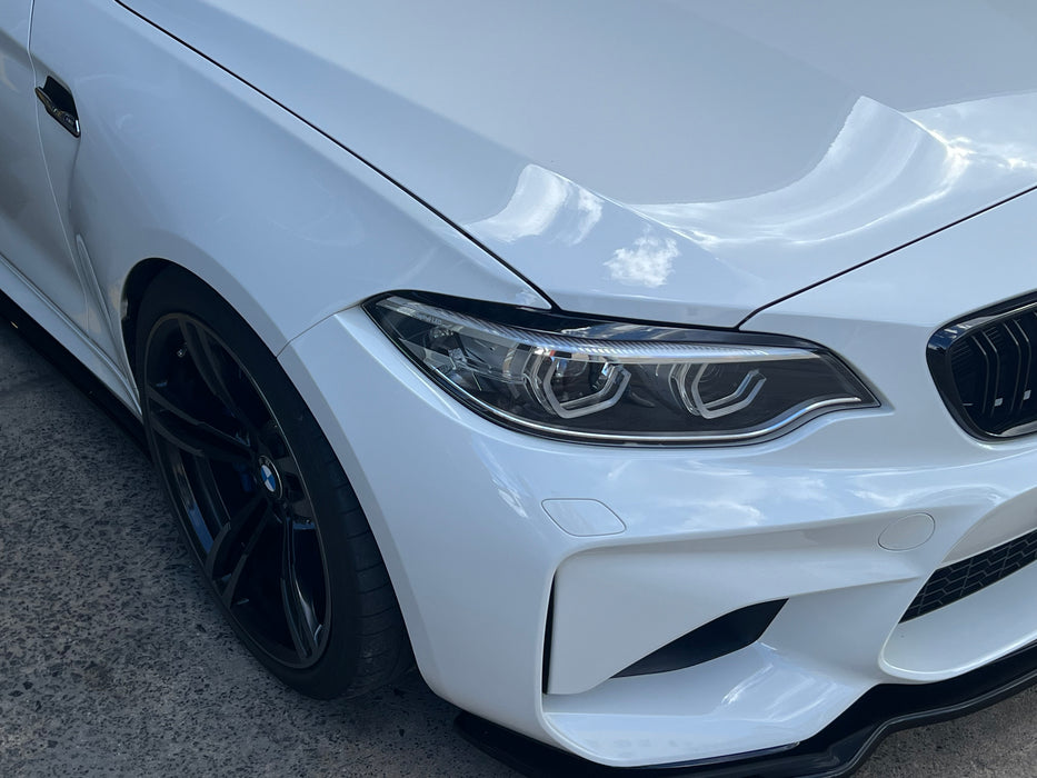 PP Glossy Black HEADLIGHT Eye Lids Eyebrows For BMW【F22 F23 M240i M235i 230i 228i 225i 220i F87 M2 / Competition】2014-2021