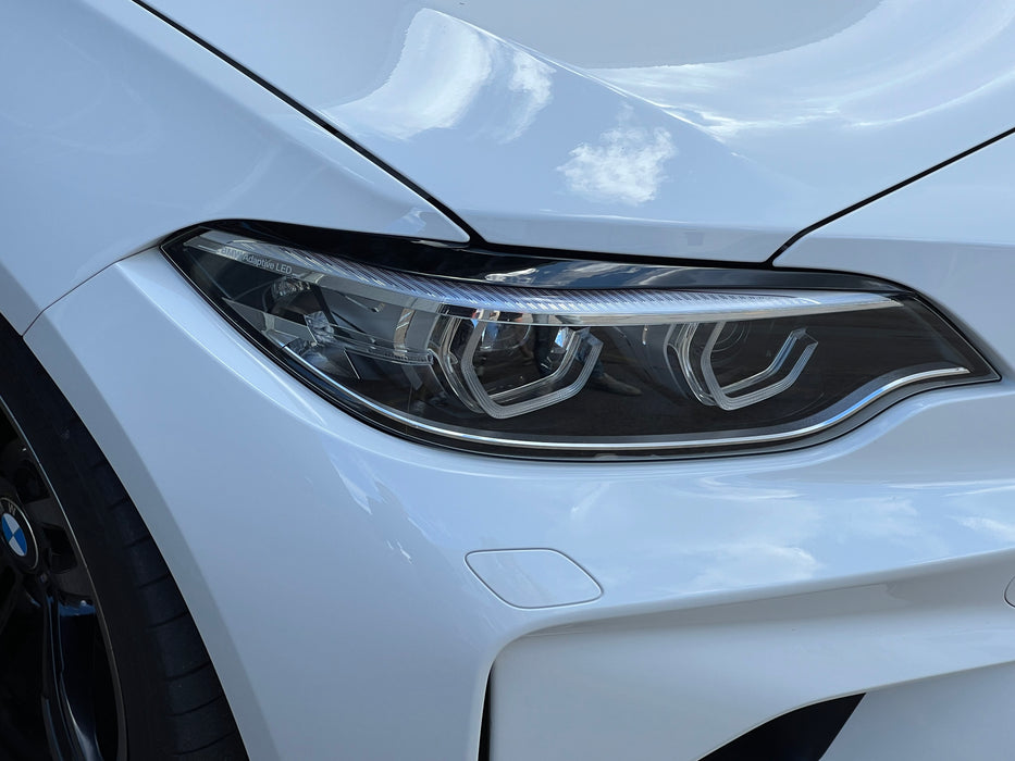 PP Glossy Black HEADLIGHT Eye Lids Eyebrows For BMW【F22 F23 M240i M235i 230i 228i 225i 220i F87 M2 / Competition】2014-2021