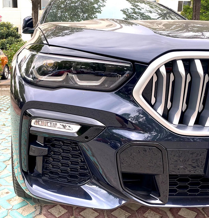 PP Glossy Black HEADLIGHT Eyebrows For BMW【X5 G05 X6 G06】2018-2024