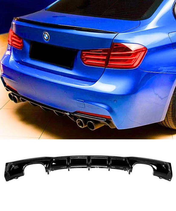 ABS Glossy Black Rear Bumper Diffuser for BMW【F30 F31 M SPORT】【Twin】340i 335i