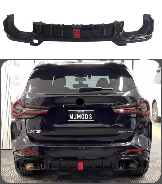 ABS Glossy Black Rear Bumper Diffuser for BMW【X3 G01 LCI】【M40i & 30d/30e/30i M Sport】2022-2024【M】