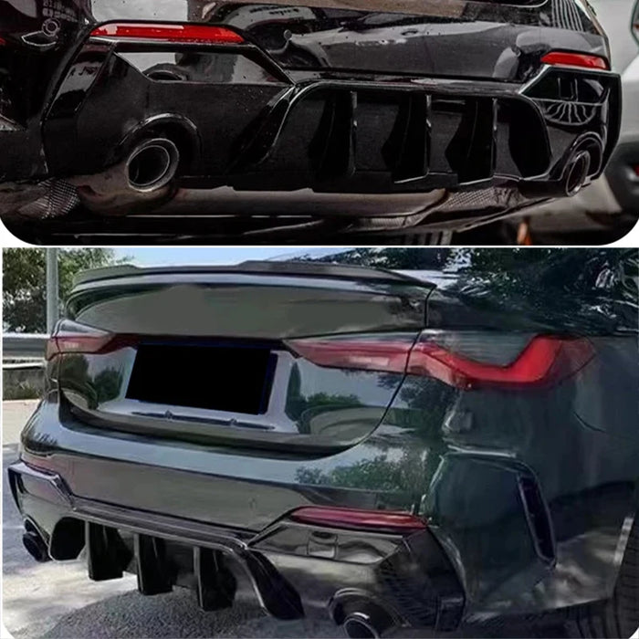 ABS Gloss Black Rear Diffuser For BMW 4 Series【G22/G23 420 425 428】2020+ 【TWIN ROUND TIPS】