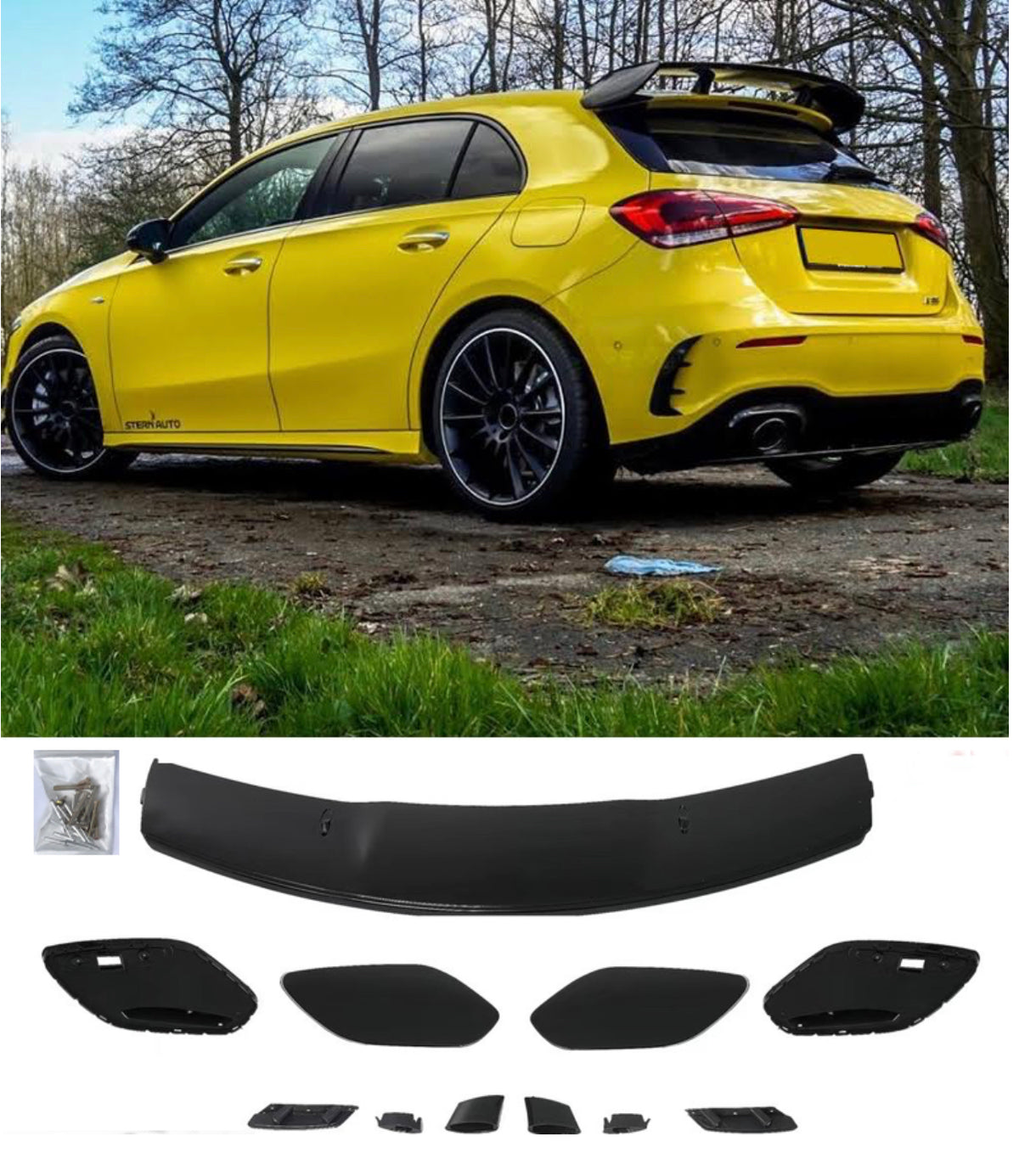 Gloss Black ABS Wing Spoiler for Mercedes-Benz A Class A250 A45S A35 ...